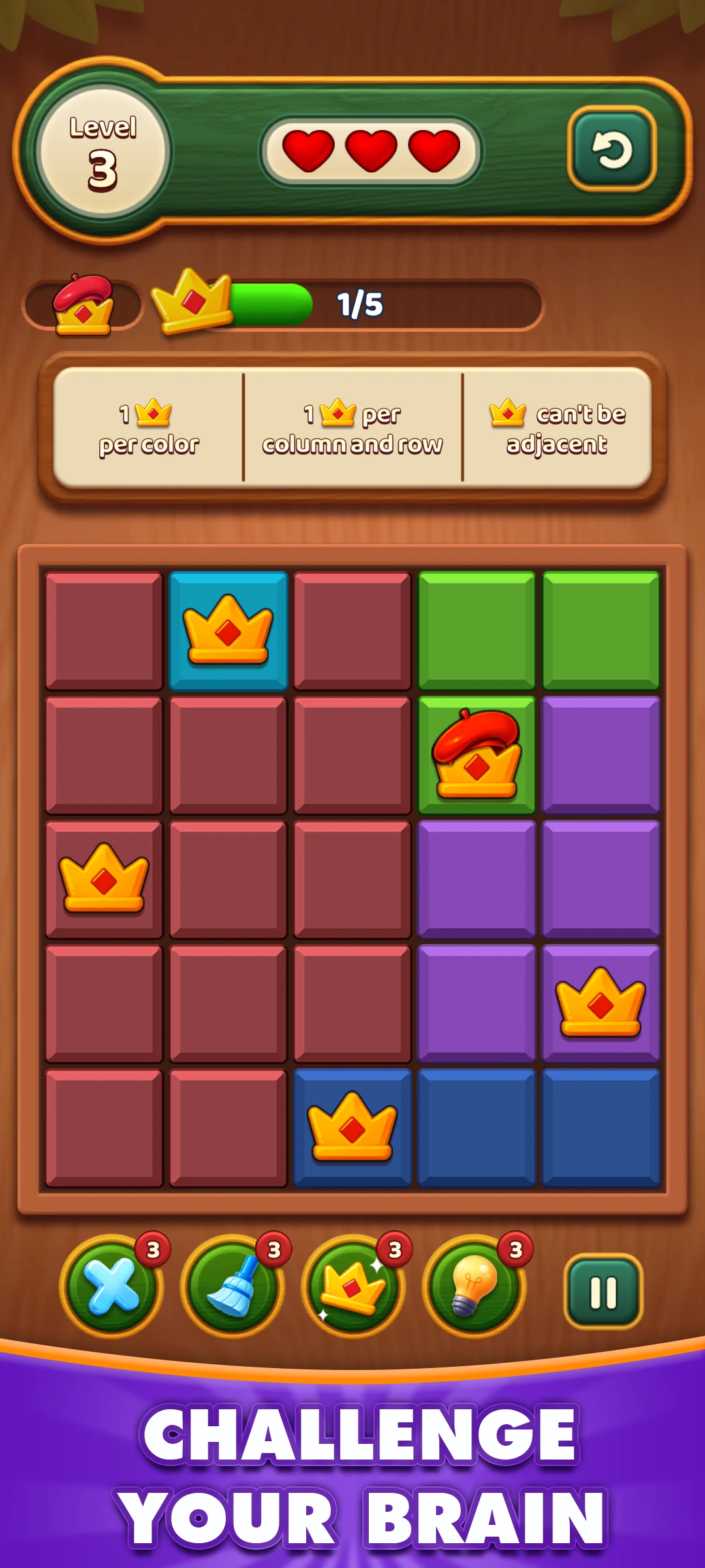 Find the Queens: Logic Puzzle screenshot